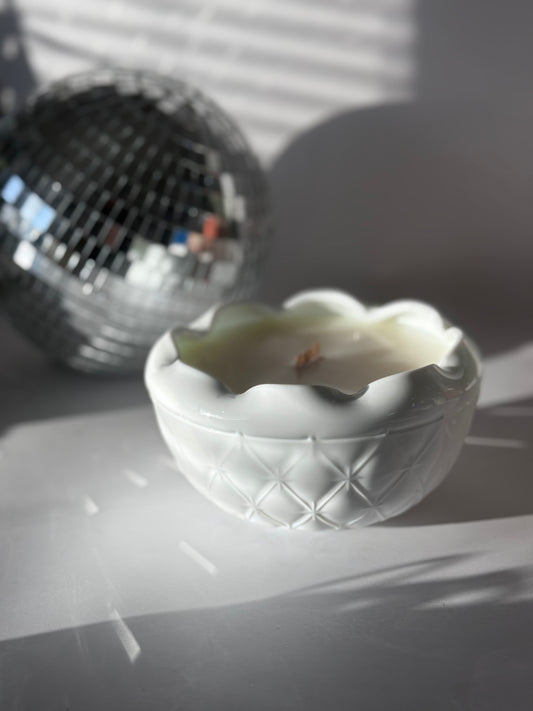 Vintage Mid Century Quilted Bowl Candle