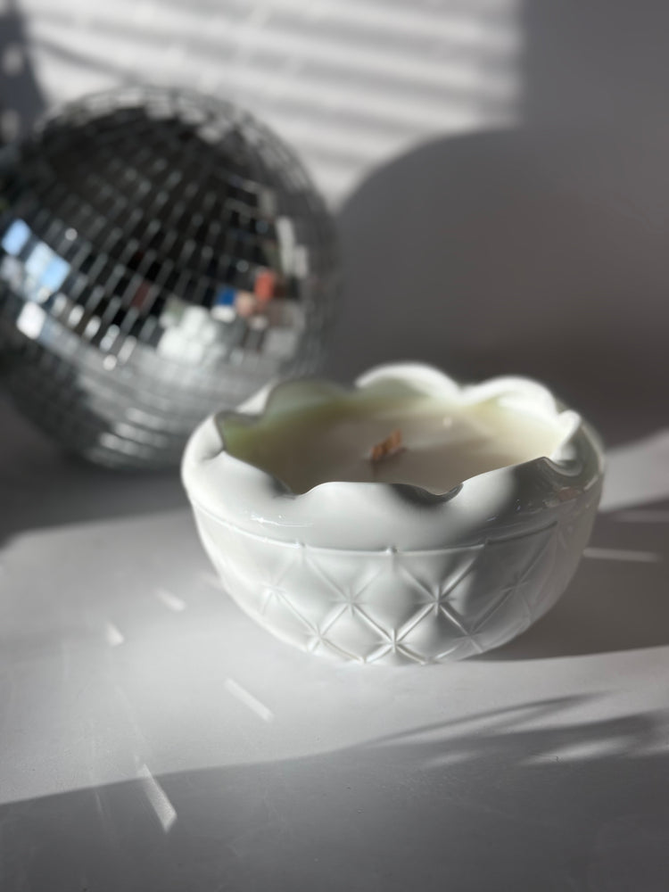 Vintage Mid Century Quilted Bowl Candle