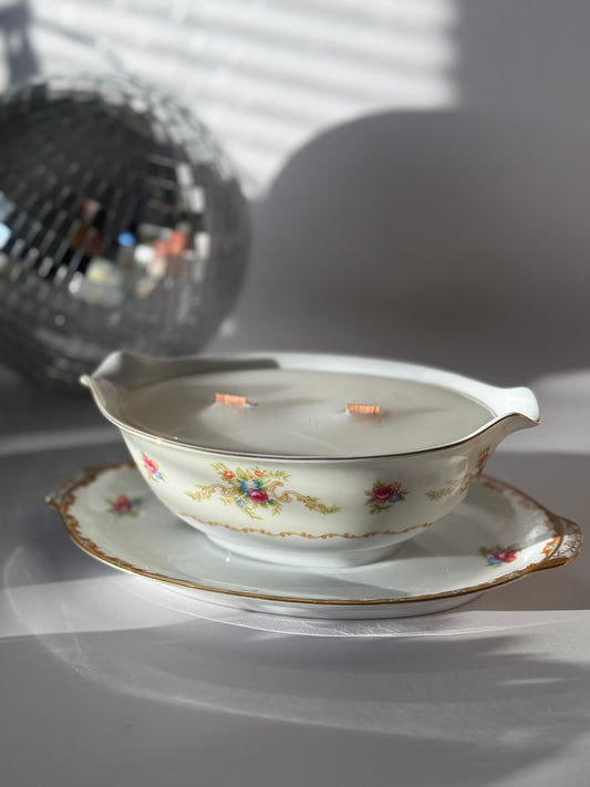 Vintage Porcelain Gravy Boat Candle
