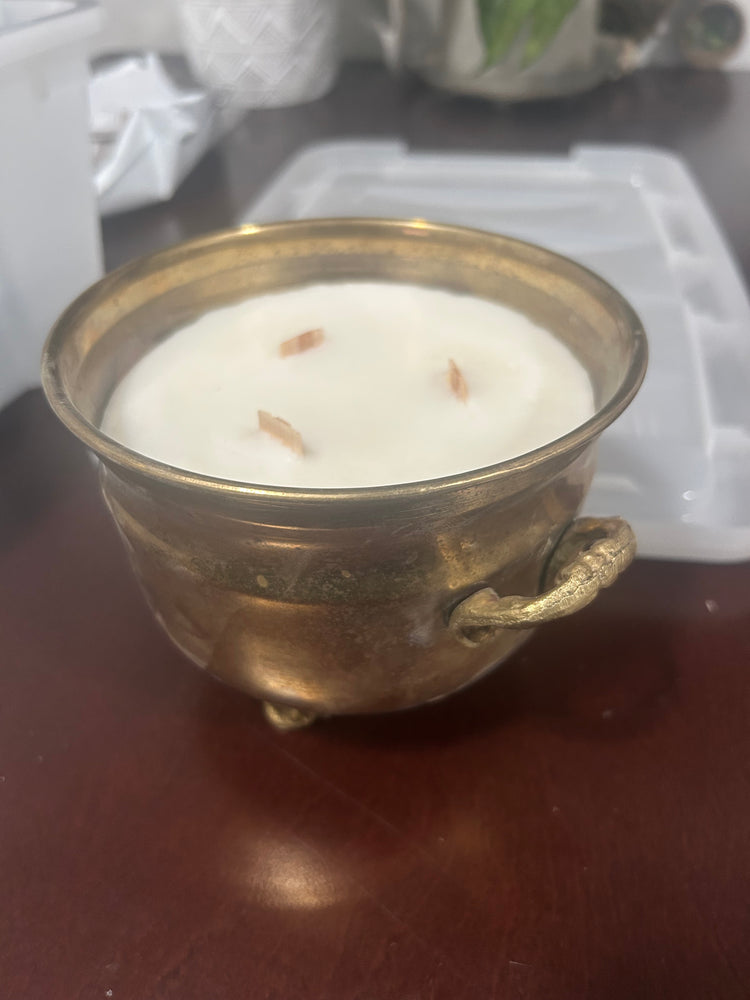 Large brass planter candle