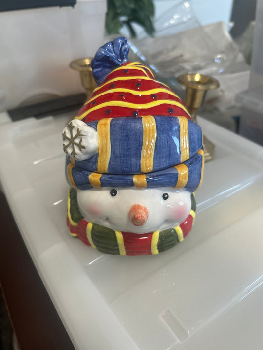 Ceramic snowman candle